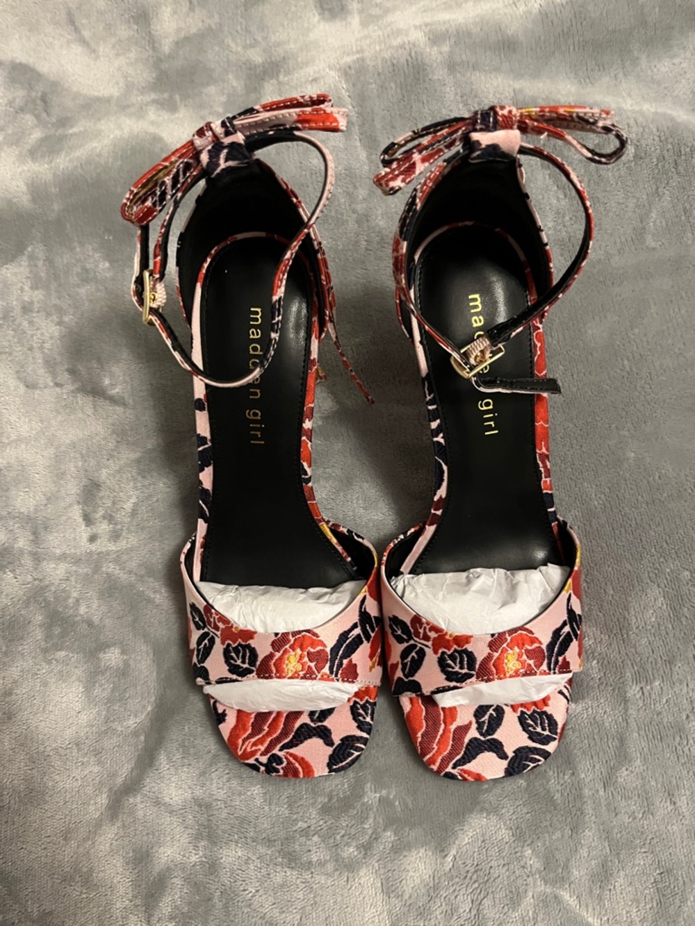 Madden Girl Pink Floral Ankle-Strap Heels